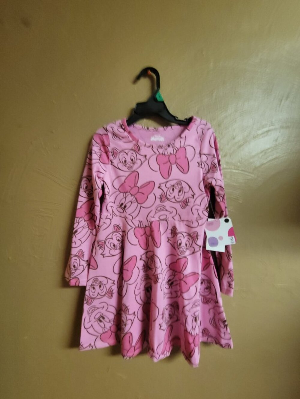 New Girl's Size 3T Minnie Mouse, Long Sleeve Dress, Pink By Disney